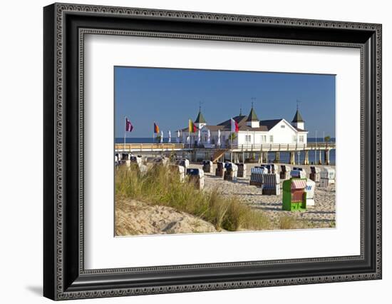 Germany, Western Pomerania, Island Usedom, Seaside Resort Ahlbeck, Pier, Beach Chairs-Chris Seba-Framed Photographic Print