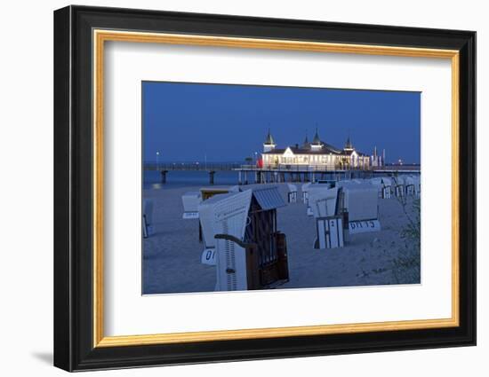 Germany, Western Pomerania, Island Usedom, Seaside Resort Ahlbeck, Pier, Evening-Chris Seba-Framed Photographic Print