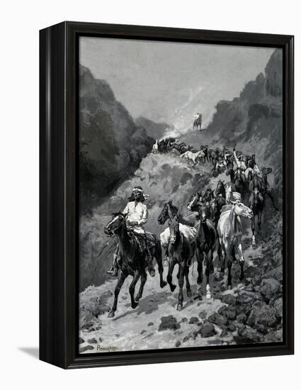 Geronimo and His Band Returning from a Raid into Mexico-Frederic Remington-Framed Premier Image Canvas