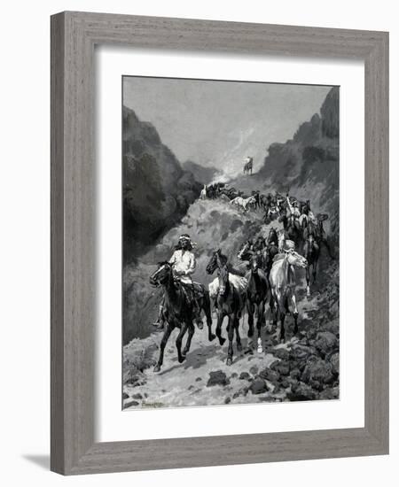 Geronimo and His Band Returning from a Raid into Mexico-Frederic Remington-Framed Giclee Print