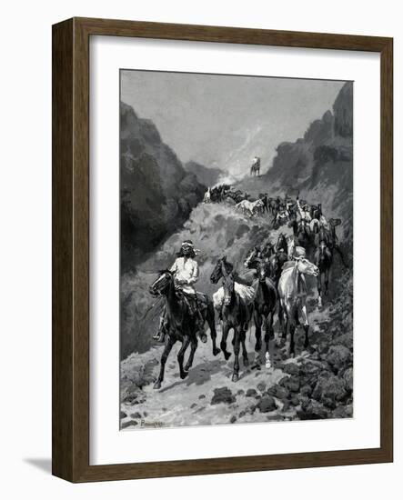 Geronimo and His Band Returning from a Raid into Mexico-Frederic Remington-Framed Giclee Print