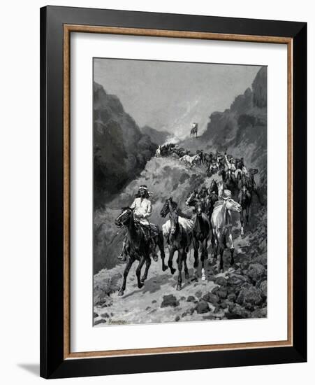 Geronimo and His Band Returning from a Raid into Mexico-Frederic Remington-Framed Giclee Print