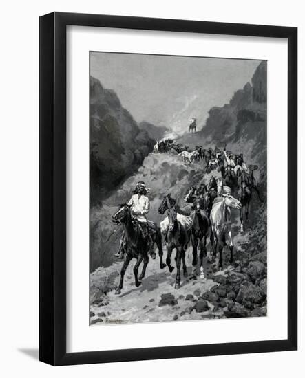 Geronimo and His Band Returning from a Raid into Mexico-Frederic Remington-Framed Giclee Print