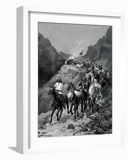 Geronimo and His Band Returning from a Raid into Mexico-Frederic Remington-Framed Giclee Print