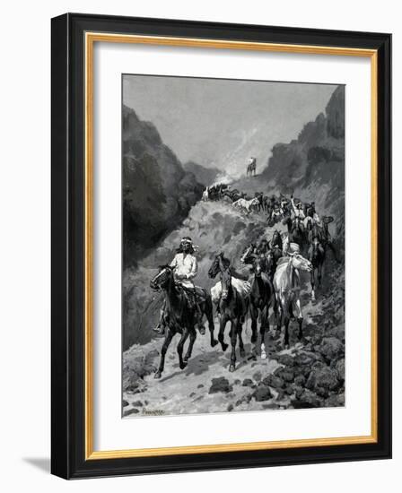 Geronimo and His Band Returning from a Raid into Mexico-Frederic Remington-Framed Giclee Print