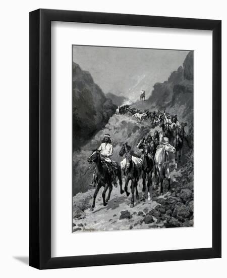 Geronimo and His Band Returning from a Raid into Mexico-Frederic Remington-Framed Giclee Print