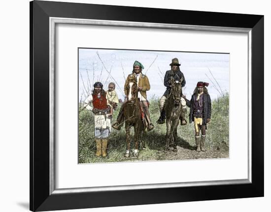 Geronimo and Natchez on Horseback during the Apache Wars, c.1886-null-Framed Giclee Print