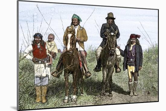 Geronimo and Natchez on Horseback during the Apache Wars, c.1886-null-Mounted Giclee Print