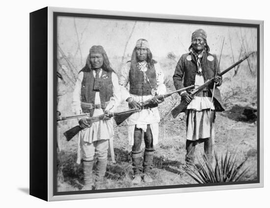 Geronimo and Three of His Apache Warriors, 1886-null-Framed Premier Image Canvas