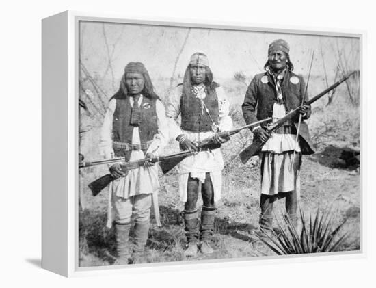 Geronimo and Three of His Apache Warriors, 1886-null-Framed Premier Image Canvas