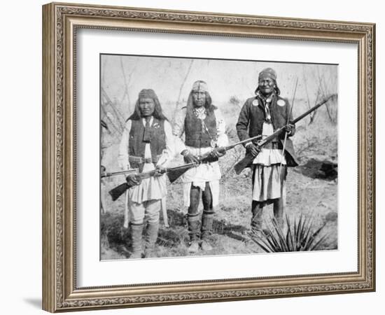 Geronimo and Three of His Apache Warriors, 1886-null-Framed Photographic Print