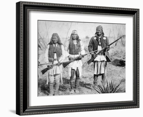 Geronimo and Three of His Apache Warriors, 1886-null-Framed Photographic Print