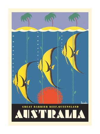 Boomerang Australia Barrier Reef Australian Vintage Travel Advertisement Poster