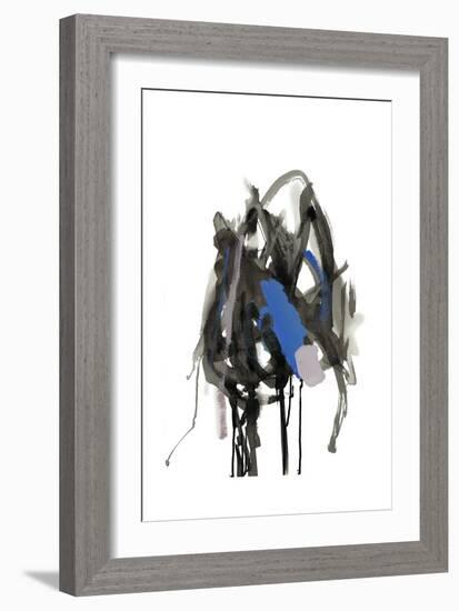 Gestural Brush, Blue-Lora Gold-Framed Art Print