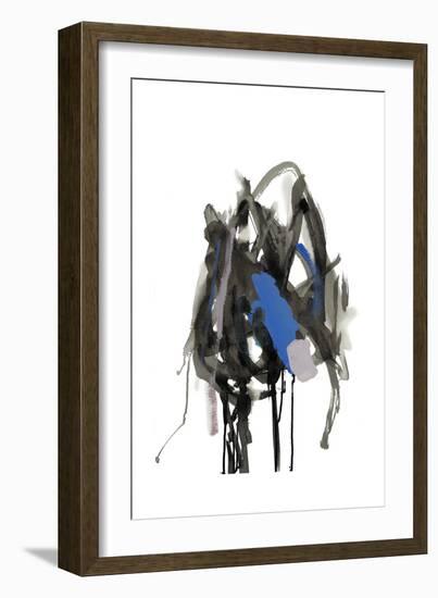 Gestural Brush, Blue-Lora Gold-Framed Art Print