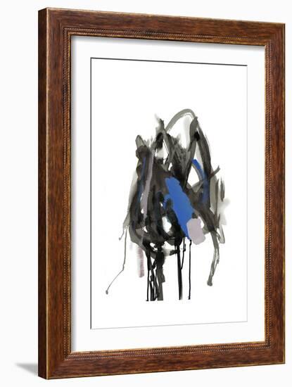 Gestural Brush, Blue-Lora Gold-Framed Art Print