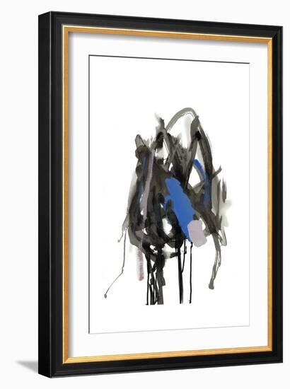 Gestural Brush, Blue-Lora Gold-Framed Art Print