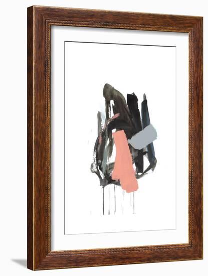 Gestural Brush, Coral-Lora Gold-Framed Art Print