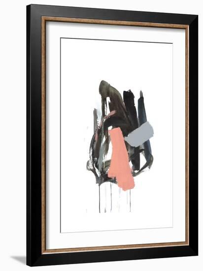 Gestural Brush, Coral-Lora Gold-Framed Art Print