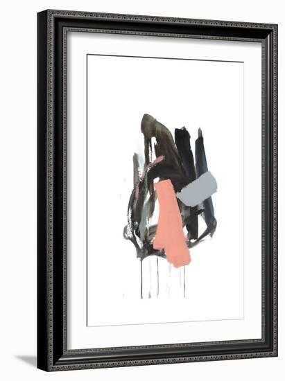 Gestural Brush, Coral-Lora Gold-Framed Art Print