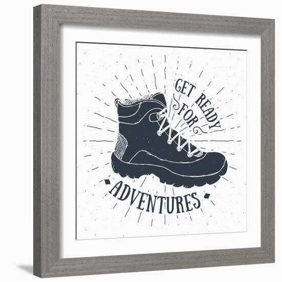 Get Ready for Adventures - Hiking Shoe-Anton Yanchevskyi-Framed Art Print