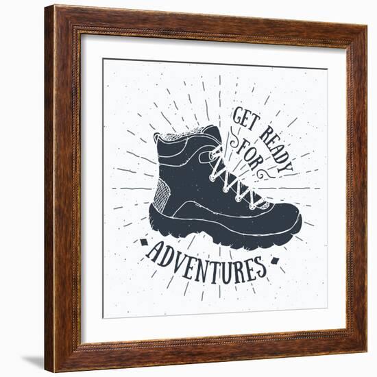 Get Ready for Adventures - Hiking Shoe-Anton Yanchevskyi-Framed Art Print