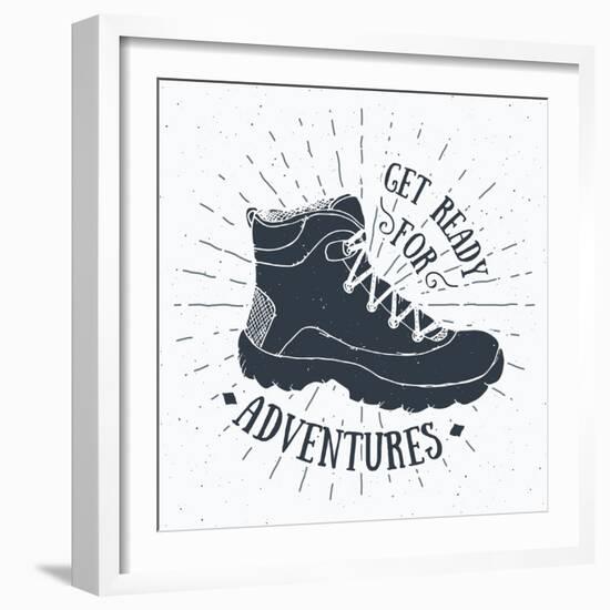 Get Ready for Adventures - Hiking Shoe-Anton Yanchevskyi-Framed Art Print