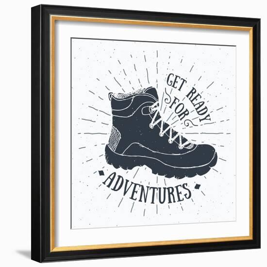 Get Ready for Adventures - Hiking Shoe-Anton Yanchevskyi-Framed Art Print