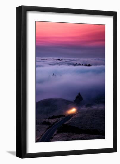 Get The Fog Out Headlights Through Sunset Fog at Mount Tamalpais San Francisco-Vincent James-Framed Photographic Print