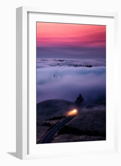 Get The Fog Out Headlights Through Sunset Fog at Mount Tamalpais San Francisco-Vincent James-Framed Photographic Print