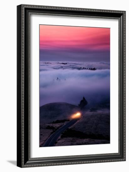 Get The Fog Out Headlights Through Sunset Fog at Mount Tamalpais San Francisco-Vincent James-Framed Photographic Print