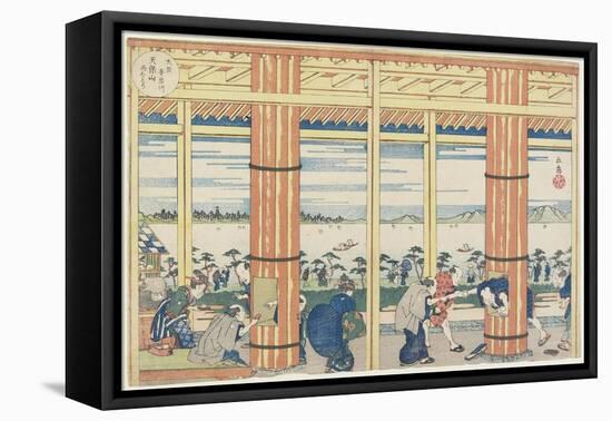 Getting Out the Rain by the Aji River at Tenpozan, 1834-Yashima Gakutei-Framed Premier Image Canvas