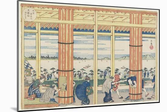 Getting Out the Rain by the Aji River at Tenpozan, 1834-Yashima Gakutei-Mounted Giclee Print