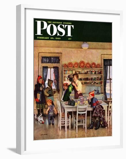 "Getting Ready for School," Saturday Evening Post Cover, February 26, 1949-John Falter-Framed Giclee Print