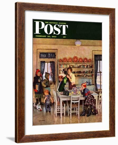 "Getting Ready for School," Saturday Evening Post Cover, February 26, 1949-John Falter-Framed Giclee Print