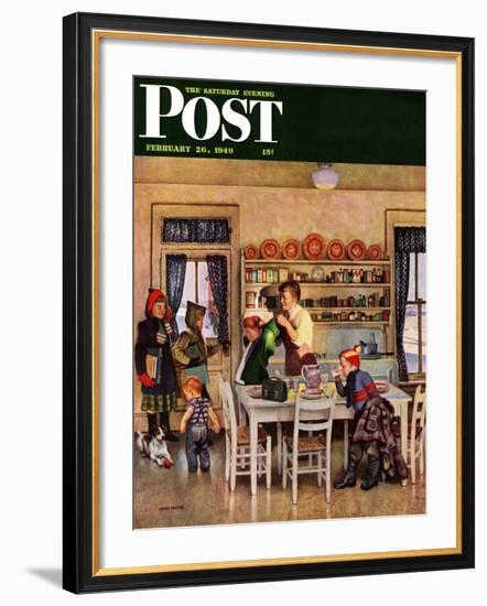 "Getting Ready for School," Saturday Evening Post Cover, February 26, 1949-John Falter-Framed Giclee Print