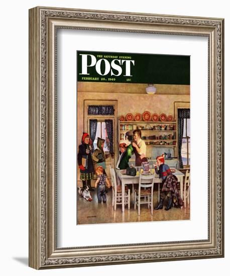 "Getting Ready for School," Saturday Evening Post Cover, February 26, 1949-John Falter-Framed Giclee Print