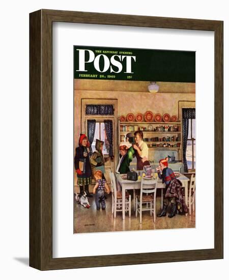 "Getting Ready for School," Saturday Evening Post Cover, February 26, 1949-John Falter-Framed Giclee Print