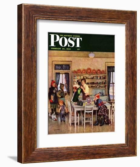 "Getting Ready for School," Saturday Evening Post Cover, February 26, 1949-John Falter-Framed Giclee Print