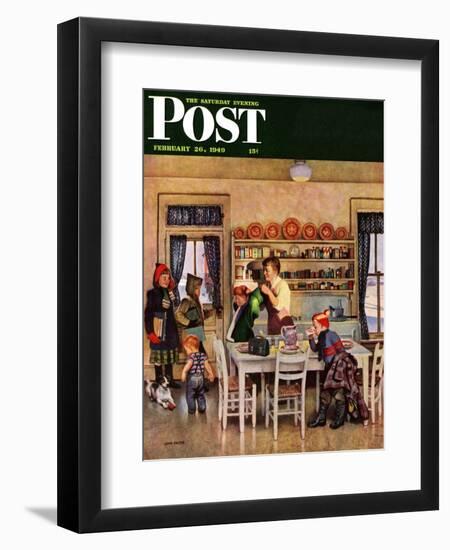 "Getting Ready for School," Saturday Evening Post Cover, February 26, 1949-John Falter-Framed Giclee Print