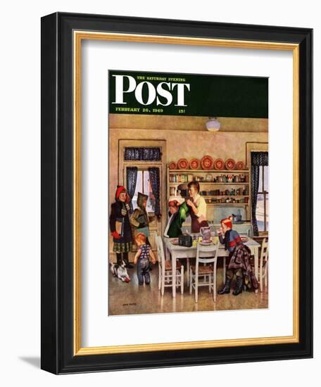 "Getting Ready for School," Saturday Evening Post Cover, February 26, 1949-John Falter-Framed Giclee Print