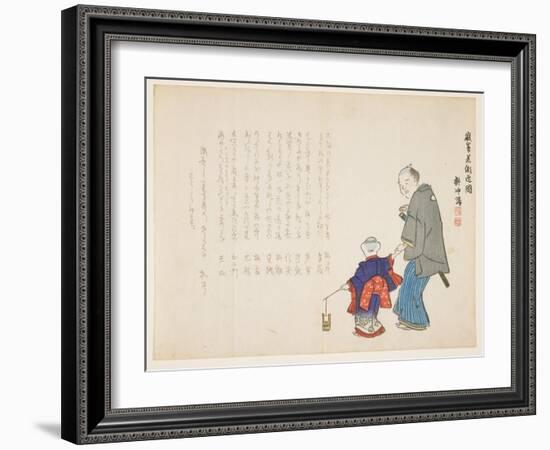 Getting Sacred Sea Water at Itsukushima Shrine on the New Year's Day, January 1857-Ueda K?ch?-Framed Giclee Print