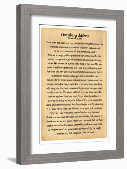 Gettysburg Address Full Text-null-Framed Premium Giclee Print