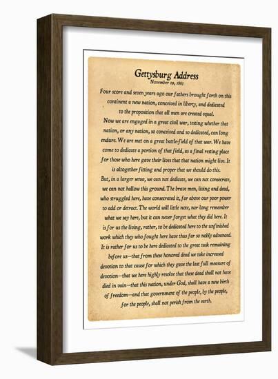 Gettysburg Address Full Text-null-Framed Premium Giclee Print