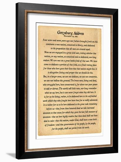 Gettysburg Address Full Text-null-Framed Premium Giclee Print