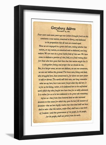 Gettysburg Address Full Text-null-Framed Premium Giclee Print