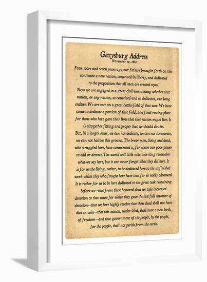 Gettysburg Address Full Text-null-Framed Premium Giclee Print