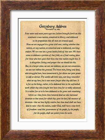 Gettysburg Address Full Text' Art Print | Art.com