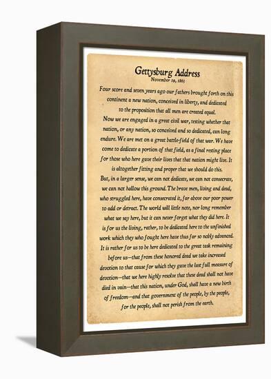 Gettysburg Address Full Text-null-Framed Stretched Canvas