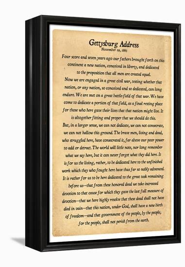 Gettysburg Address Full Text-null-Framed Stretched Canvas